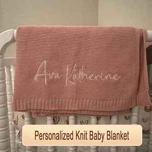Personalized Baby Blanket, Baby gift, Newborn gift, Personalized Name,Stroller Blanket,Embroidery Gift for Baby, Soft Breathable Cotton Knit