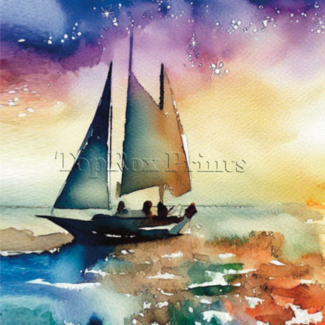 Instant Download, Printable Wall Art, Sailboat Print, Ocean Art, Vivid ...