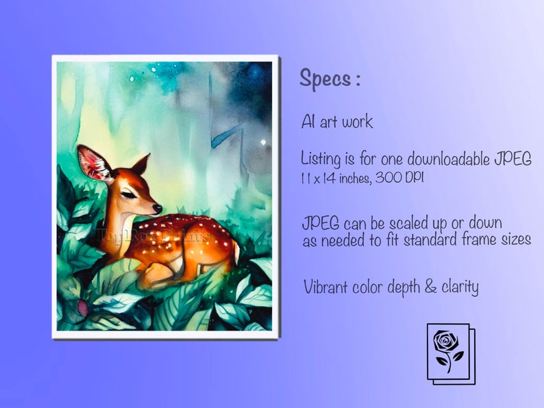 Instant Download, Printable Wall Art, Deer Print, Animal Art, Vivid