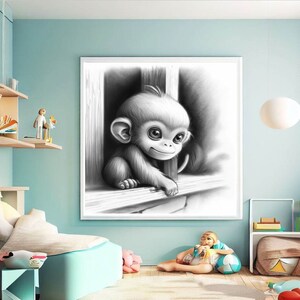 Monkey Nursery Masterpieces: Monkey Wall Art for Baby Room Décor Cuteness Art Natural Kids Room Wall Decor, 20 High-Resolution Art by GojaCA