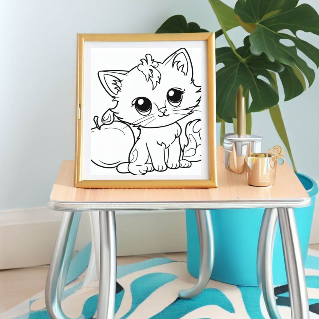 Magical Cute Kitten Adventures: Kids Coloring Book – 65 Fun Cute Kitten ...