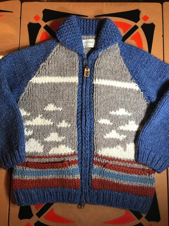 wool hand knit zip up sweater - head in the clouds