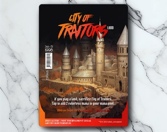 City of Traitors - Retro Futuristic / Vintage - Full Art Holographic - for Collectors and MTG Players - Altered Magic Cards