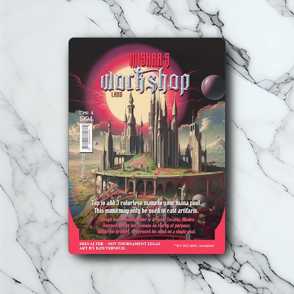 Mishra's Workshop - Retro Futuristisch / Vintage - Full Art Holographic - voor verzamelaars en MTG-spelers - Altered Magic Cards