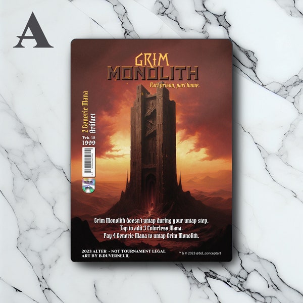 Grim Monolith - Retro Futuristic - Full Holographic Art - for Collectors & MTG Players - Altered Magic Card