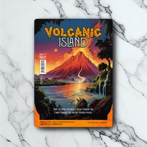 Volcanic Island - Retro Futuriste / Vintage - Full Art Holographique - pour les collectionneurs et les joueurs MTG - Cartes Magic Altérées
