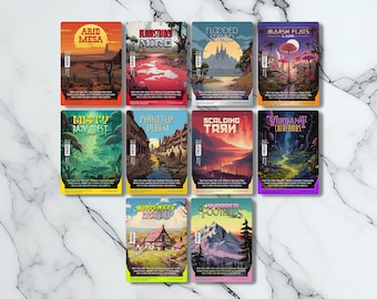 Fetch Lands - Retro Futuristic / Vintage - Full Art Holographic - for collectors and MTG players - Altered Magic Cards