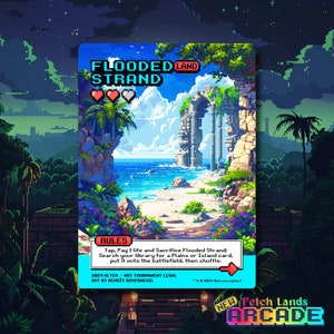 Flooded Strand - Arcade / Retro Gaming - Full Art Holographique - pour les collectionneurs et les joueurs MTG - Cartes Magic Altérées