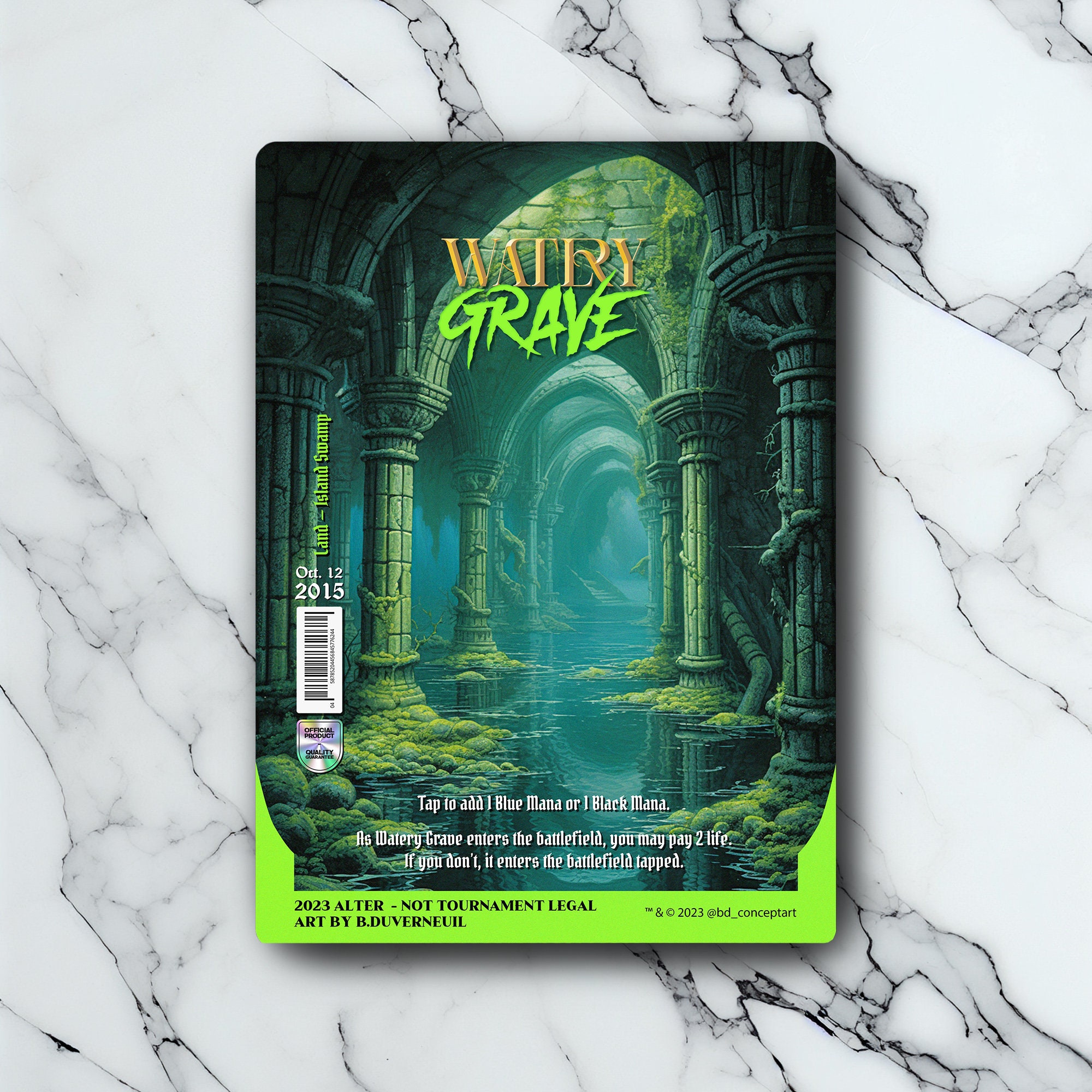 Watery Grave - Vintage - Full Art Holographic - for Collectors and MTG Players - Altered Magic Cards