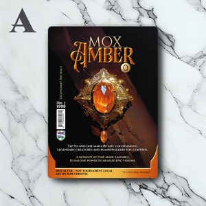Mox Amber - Retro Futuriste - Full Art Holographique - pour les collectionneurs & les joueurs MTG - Carte Magic Altérée