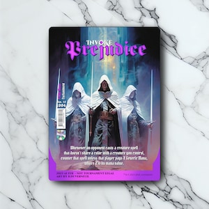 Invoke Prejudice - Retro Futuriste / Vintage - Full Art Holographique - pour les collectionneurs et les joueurs MTG - Carte Magic Altérée