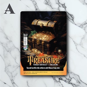 TreasureToken - Retro Futuriste - Full Art Holographique - pour les collectionneurs & les joueurs MTG - Carte Magic Altérée