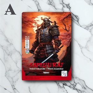 Samourai Token - Retro Futuriste - Full Art Holographique - pour les collectionneurs & les joueurs MTG - Carte Magic Altérée