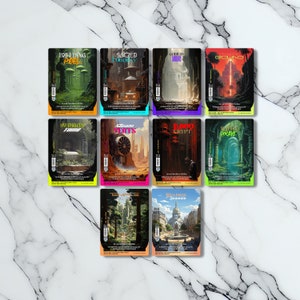 Shock Lands - Retro Futuriste / Vintage - Full Art Holographique - pour les collectionneurs et les joueurs MTG - Cartes Magic Altérées