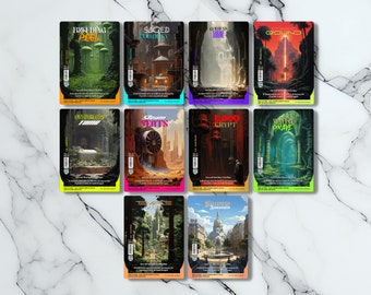 Shock Lands - Retro Futuristic / Vintage - Full Art Holographic - for collectors and MTG players - Altered Magic Cards