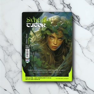 Sylvan Tutor - Retro Futuriste / Vintage - Full Art Holographique - pour les collectionneurs et les joueurs MTG - Carte Magic Altérée