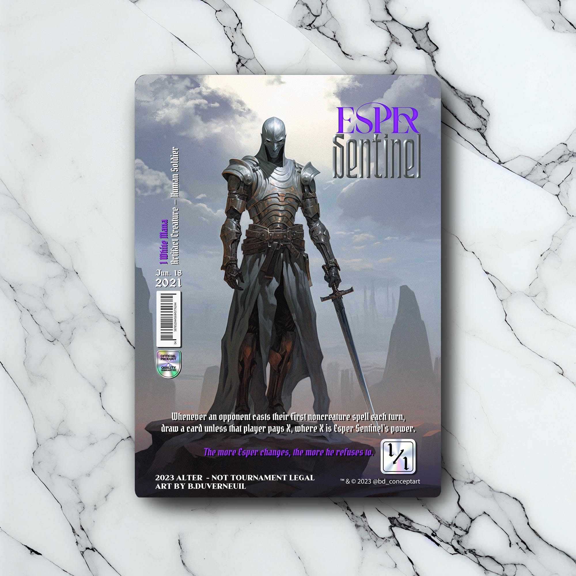 Esper Sentinel - Vintage - Full Art Holographic - for Collectors and MTG Players - Altered Magic Cards