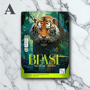 Beast Token - Retro Futuriste - Full Art Holographique - pour les collectionneurs & les joueurs MTG - Carte Magic Altérée