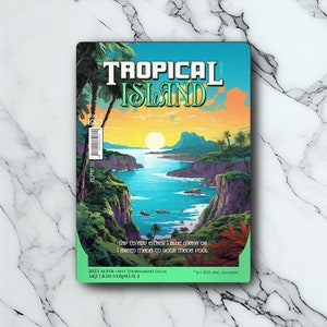Tropical Island - Retro Futuristisch / Vintage - Full Art Holographic - für Sammler und MTG-Spieler - Veränderte Zauberkarten