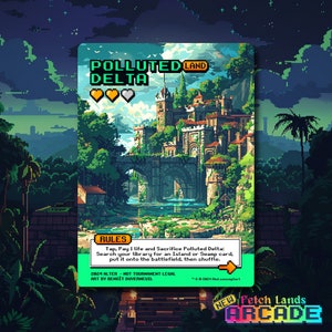 Polluted Delta - Arcade / Retro Gaming - Full Art Holographique - pour les collectionneurs et les joueurs MTG - Cartes Magic Altérées