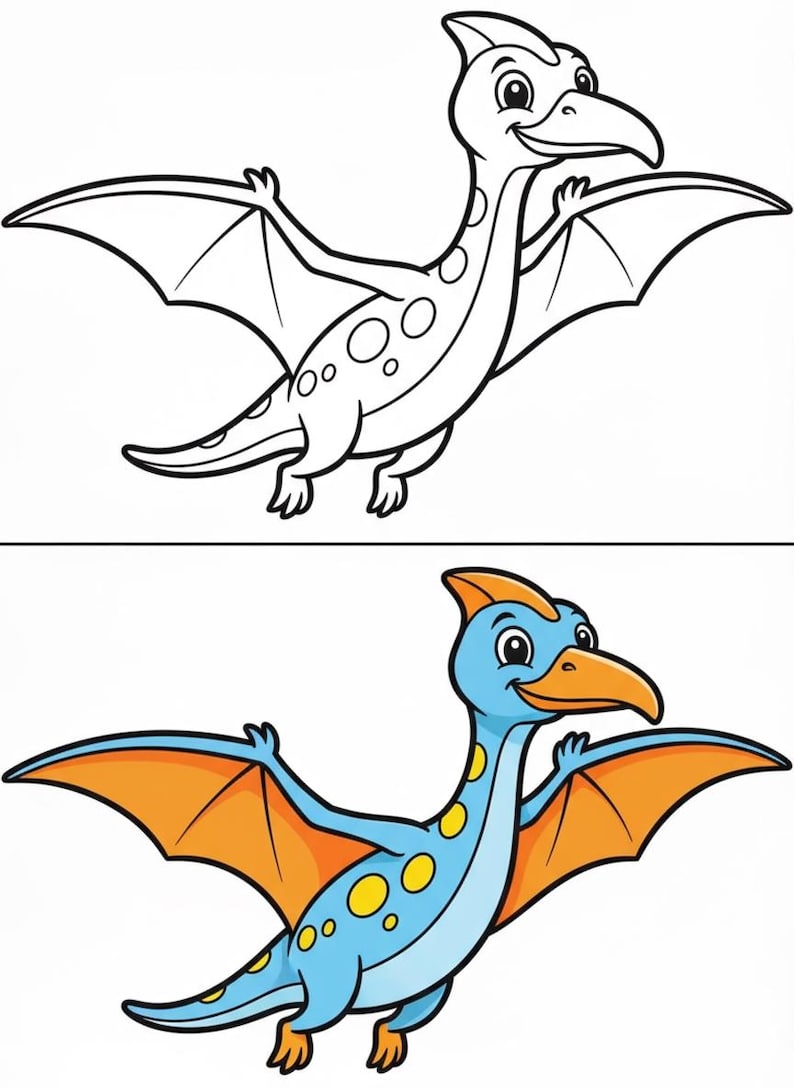 Friendly Dinosaur Color by Example, Preschool Coloring Book PDF, Learn ...