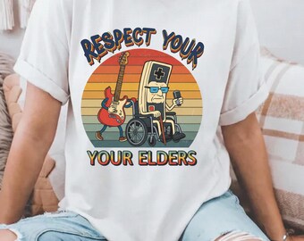 Respect Your Elders Shirt, Retro Gaming Funny 80s Gamer Controller T-Shirt, Video Game Player Gift, retro gaming tee