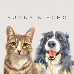 Personalized Two Pet Portrait from Photo, Custom Pet Art, Pet Memorial Gifts, Digital Pet Art, Gifts for Dog Lovers