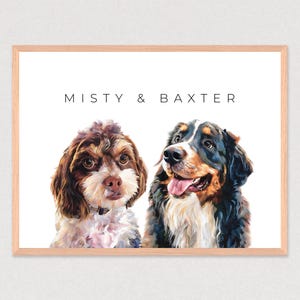 Deux portraits d'animal de compagnie personnalisés à partir d'une photo, art numérique personnalisé pour animal de compagnie, cadeau de sympathie pour animal de compagnie, cadeau commémoratif pour les amoureux des animaux de compagnie