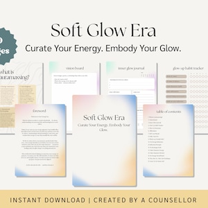 Soft Glow Era | Digital Self-Growth Journal | Glow Up Planner | Aura Reset | Detox | Main Character | Mindfulness & Self Love PDF