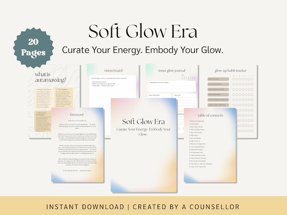 Soft Glow Era | Digital Self-Growth Journal | Glow Up Planner | Aura Reset | Detox | Main Character | Mindfulness & Self Love PDF