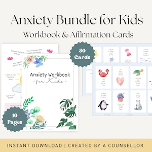Confidence Bündel für Kinder | Angst Arbeitsbuch + 50 Affirmations Karten | Druckbares PDF
