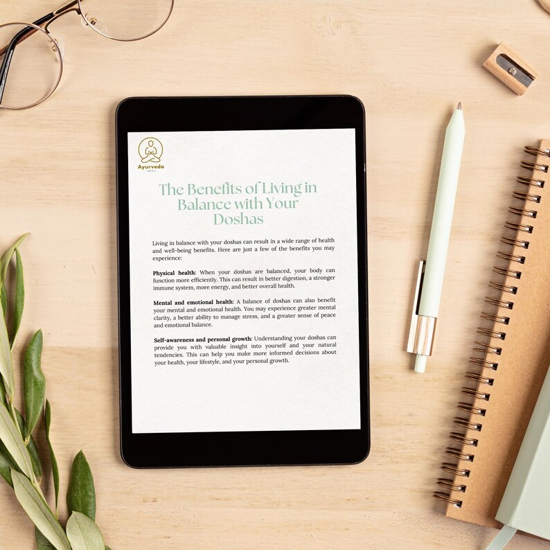 Ayurveda Dosha Test and Ebook Printable Workbook With Ayurvedic