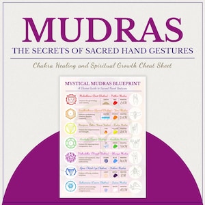 Cartaz Mudra | Guia de cura de Chakras Mudras | Mantras para Chakras | Folha de dicas para impressão para cura de Chakra | Cura de Chrakra para iniciantes
