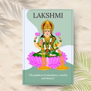 Printable Poster of Hindu God | Digital Art Practitioners Ayurveda Philosophy | Goddess of Wealth, Fortune, Love, Beauty, Joy, & Prosperity