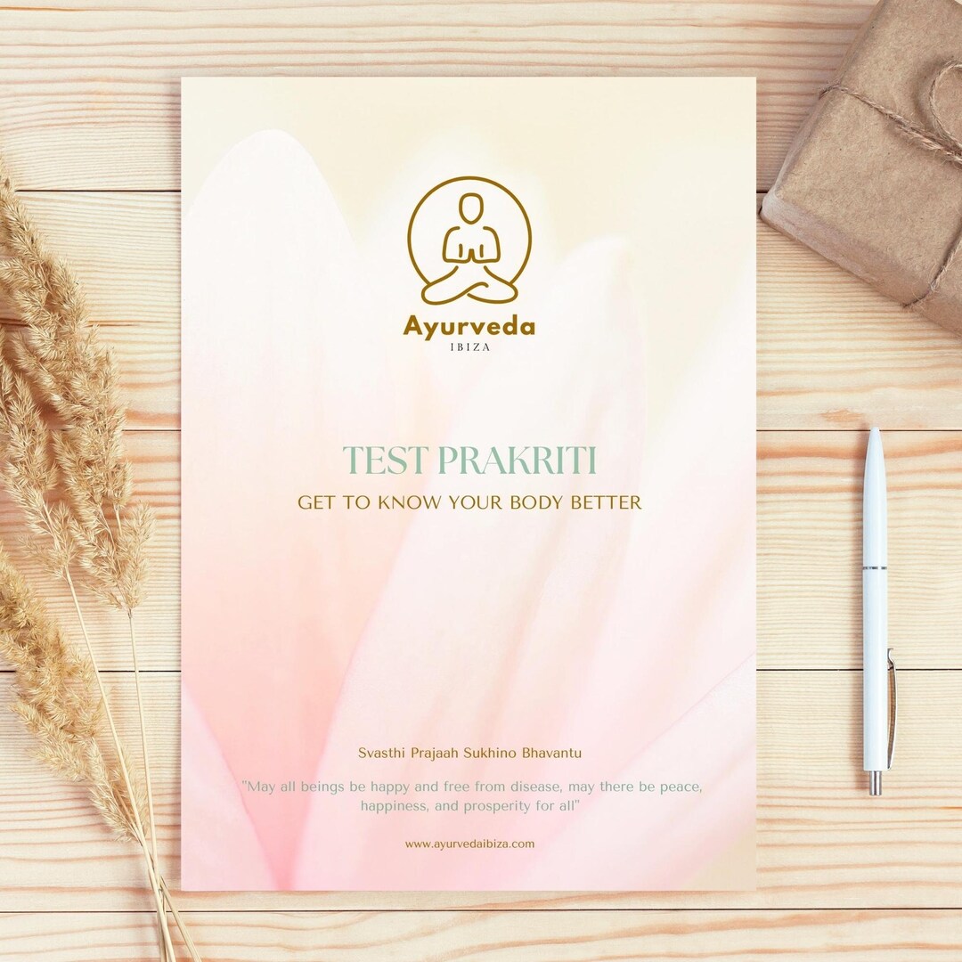 Ayurveda Dosha Test and Ebook Printable Workbook With Ayurvedic