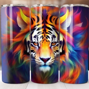Painted Lion, 20oz Skinny Tumbler Wrap, Sublimation Design, Straight Tumbler, PNG Digital Download (9.3x8.2)