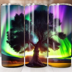 Northern Lights, Earth, Nature, 20oz Skinny Tumbler Wrap, Sublimation Design, Straight Tumbler, PNG Digital Download (9.3x8.2)