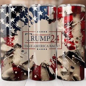 Trump, Take America Back, Donald Trump, Flag, 20oz Skinny Tumbler Wrap, Sublimation Design, Straight Tumbler, PNG Digital Download (9.3x8.2)