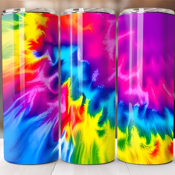 Tie Dye, Colorful, Bright, Multi-Colored, 20oz Skinny Tumbler Wrap, Sublimation Design, Straight Tumbler, PNG Digital Download (9.3x8.2)