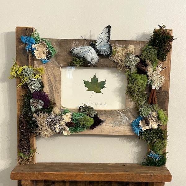 Simply enchanting adorned with preserved moss wall hanging with hooks