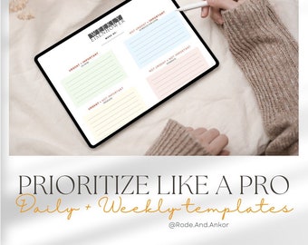 Daily + Weekly Eisenhower Templates - Landscape: 3 styles + fillable, Printable Productivity Planner, iPad Planner, Digital Journal PDF