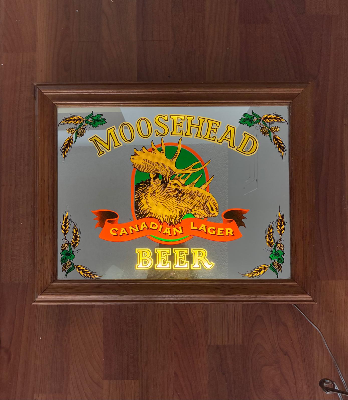Vintage Moosehead Canadian Lager Beer Mirror Glass 15