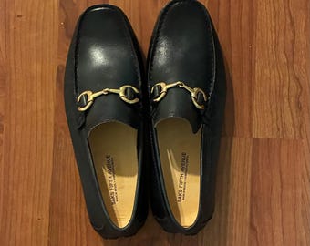 Saks Fifth Avenue Men’s Black Leather Horsebit Loafers Size 8M Made in Brazil