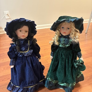Dan Dee Vintage Porcelain Doll Set, Victorian Style Pair, 16" Collectors Choice,