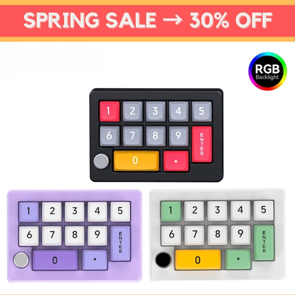 12-Key Macro Keypad Programmable with RGB Lighting & Red Switches: Hot-Swappable Mini Keypad for Gaming, Programming Media Control Gift