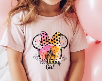 Watercolor Mickey Minnie Ears Castle Disney Birthday Shirt, WDW Disneyland Family Birthday Trip Tee, Birthday Girl Shirt, Birthday Shirt