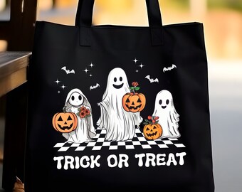 Trick or Treat Tote Bag,Funny Halloween Tote Bag,Cute Ghost Tote Bag,Halloween Tote Bag,Halloween Gift