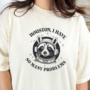 Comfort Colors Houston Vintage TShirt - Funny 90s Raccoon in Space Tee, Trash Panda Galaxy Graphic Cute Y2k Shirt
