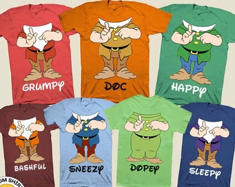 Seven Dwarfs Custome,Matching 7 Dwarf Group Shirt,7 Dwarfs Halloween Shirt,Family Matching Shirt,7 Dwarf Costume Group Shirt,7 Dwarf Shirt