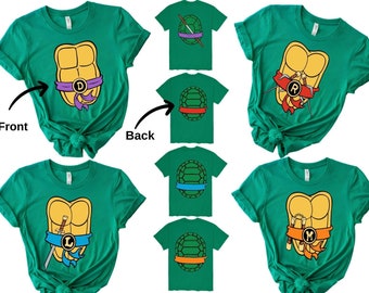 Turtle Costume, Turtle Cosplay Group Shirt, Halloween Matching Tee, Halloween Costume Shirt For Family/Teacher + Back side print
